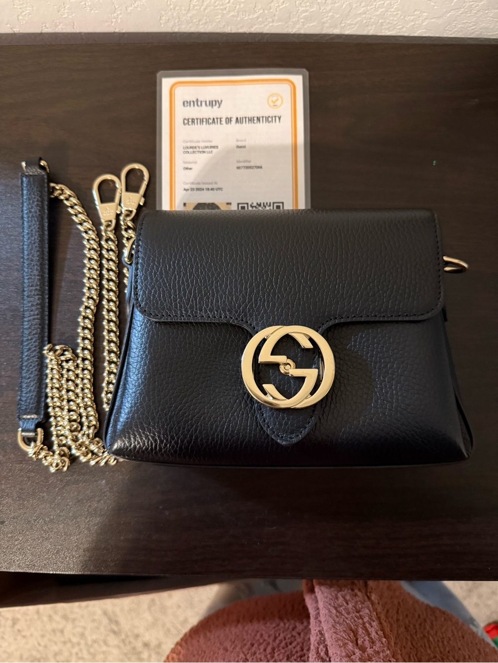 Gucci Black Leather Crossbody with Gold Double G Hardware